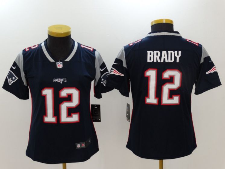Women New England Patriots #12 Brady Blue Nike Vapor Untouchable Limited NFL Jerseys